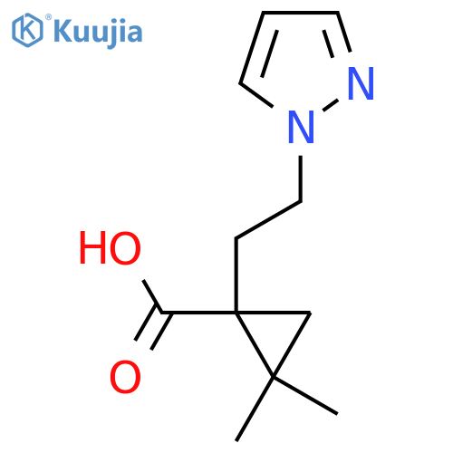 2,2-dimethyl-1-2-(1H-pyrazol-1-yl)ethylcyclopropane-1-carboxylic acid structure