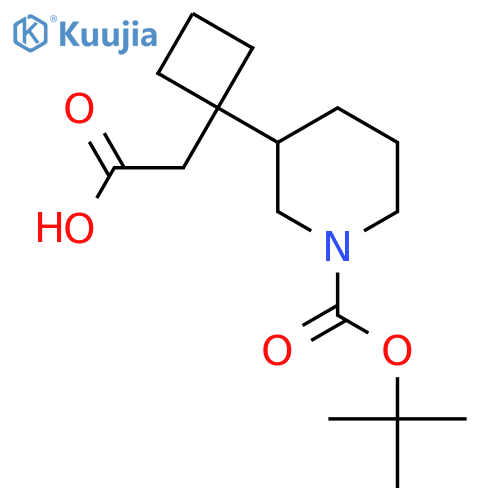 2-(1-{1-(tert-butoxy)carbonylpiperidin-3-yl}cyclobutyl)acetic acid structure