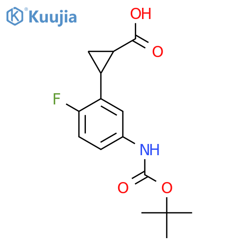 2-(5-{(tert-butoxy)carbonylamino}-2-fluorophenyl)cyclopropane-1-carboxylic acid structure