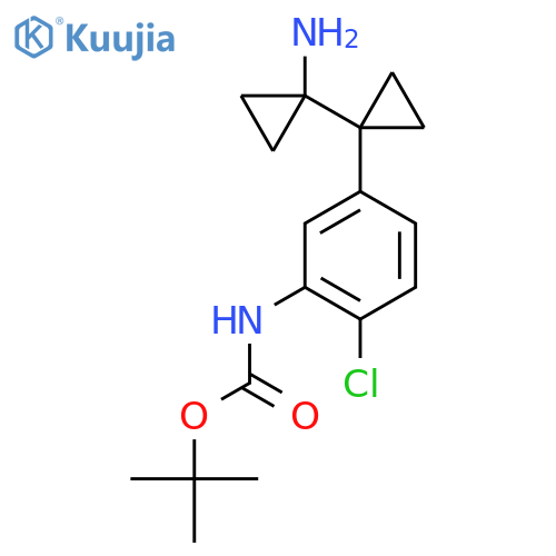 tert-butyl N-{5-1-(1-aminocyclopropyl)cyclopropyl-2-chlorophenyl}carbamate structure