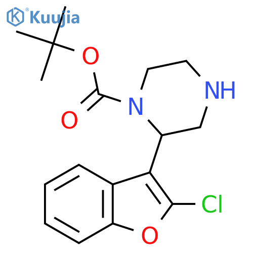 Tert-butyl 2-(2-chloro-1-benzofuran-3-yl)piperazine-1-carboxylate structure