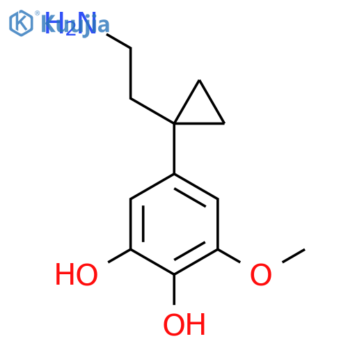 5-1-(2-aminoethyl)cyclopropyl-3-methoxybenzene-1,2-diol structure
