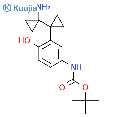 tert-butyl N-{3-1-(1-aminocyclopropyl)cyclopropyl-4-hydroxyphenyl}carbamate structure