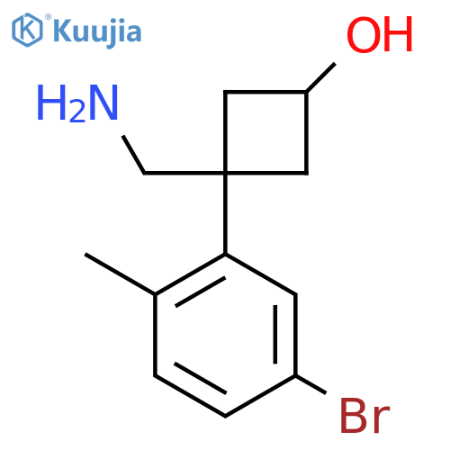 3-(aminomethyl)-3-(5-bromo-2-methylphenyl)cyclobutan-1-ol structure