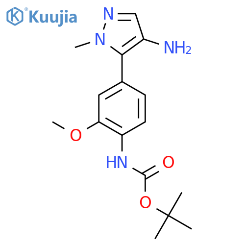 tert-butyl N-4-(4-amino-1-methyl-1H-pyrazol-5-yl)-2-methoxyphenylcarbamate structure