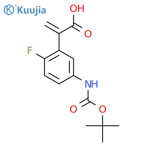 2-(5-{(tert-butoxy)carbonylamino}-2-fluorophenyl)prop-2-enoic acid structure
