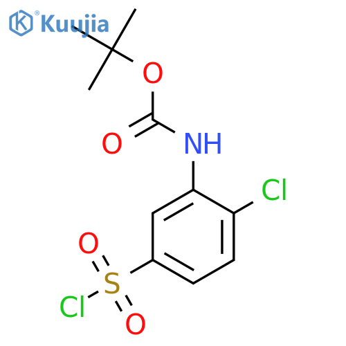 tert-butyl N-2-chloro-5-(chlorosulfonyl)phenylcarbamate structure