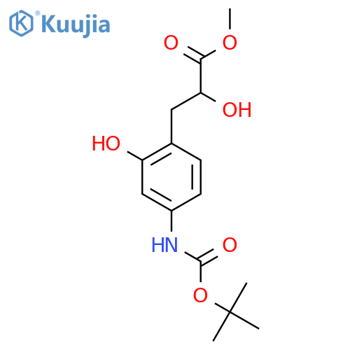 methyl 3-(4-{(tert-butoxy)carbonylamino}-2-hydroxyphenyl)-2-hydroxypropanoate structure