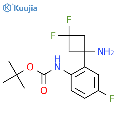 tert-butyl N-2-(1-amino-3,3-difluorocyclobutyl)-4-fluorophenylcarbamate structure