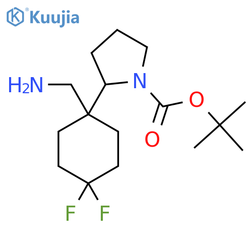 tert-butyl 2-1-(aminomethyl)-4,4-difluorocyclohexylpyrrolidine-1-carboxylate structure