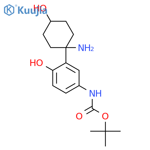 tert-butyl N-3-(1-amino-4-hydroxycyclohexyl)-4-hydroxyphenylcarbamate structure