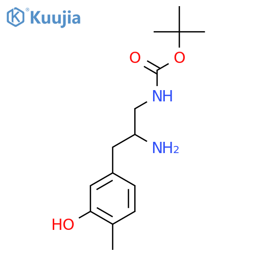 tert-butyl N-2-amino-3-(3-hydroxy-4-methylphenyl)propylcarbamate structure