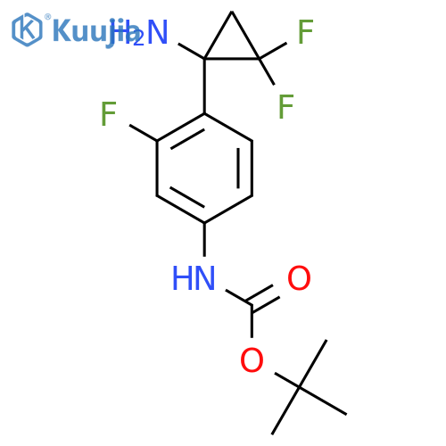 tert-butyl N-4-(1-amino-2,2-difluorocyclopropyl)-3-fluorophenylcarbamate structure