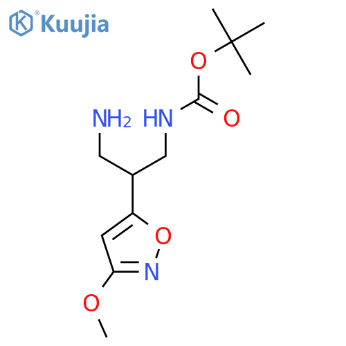 tert-butyl N-3-amino-2-(3-methoxy-1,2-oxazol-5-yl)propylcarbamate structure