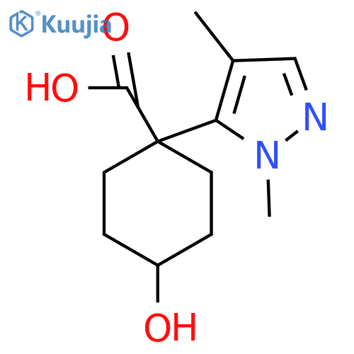 1-(1,4-dimethyl-1H-pyrazol-5-yl)-4-hydroxycyclohexane-1-carboxylic acid structure