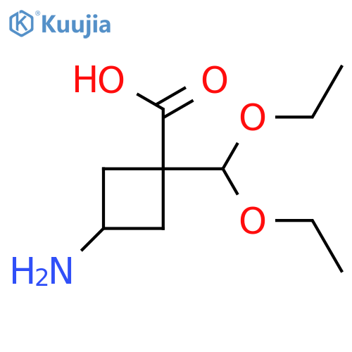 3-amino-1-(diethoxymethyl)cyclobutane-1-carboxylic acid structure