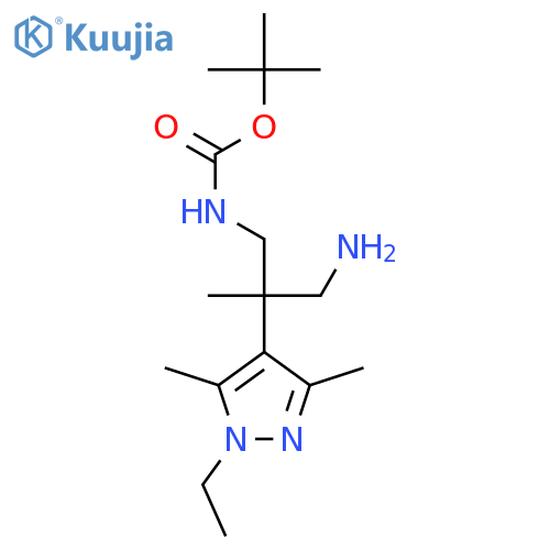 tert-butyl N-3-amino-2-(1-ethyl-3,5-dimethyl-1H-pyrazol-4-yl)-2-methylpropylcarbamate structure