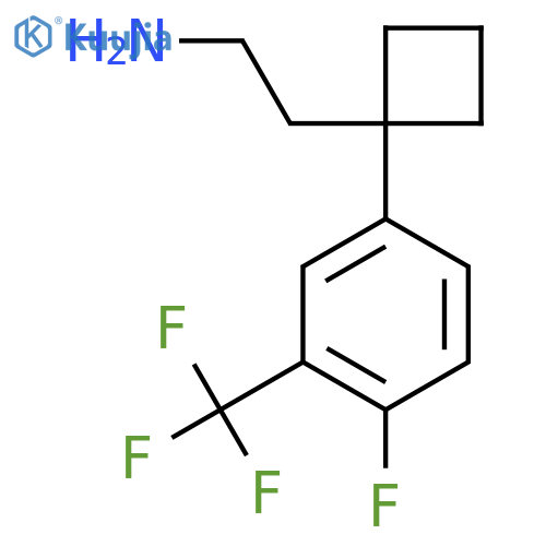 2-{1-4-fluoro-3-(trifluoromethyl)phenylcyclobutyl}ethan-1-amine structure