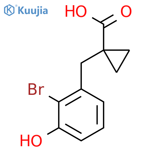 1-(2-bromo-3-hydroxyphenyl)methylcyclopropane-1-carboxylic acid structure