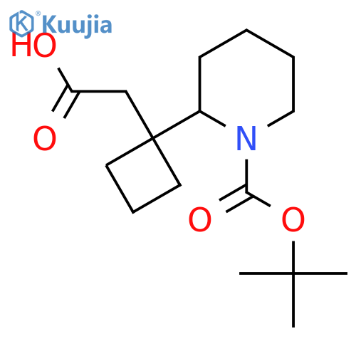 2-(1-{1-(tert-butoxy)carbonylpiperidin-2-yl}cyclobutyl)acetic acid structure
