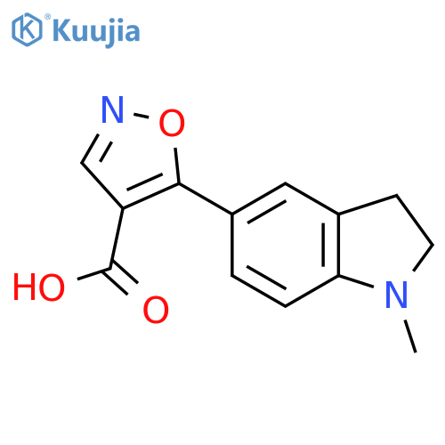 5-(1-methyl-2,3-dihydro-1H-indol-5-yl)-1,2-oxazole-4-carboxylic acid structure