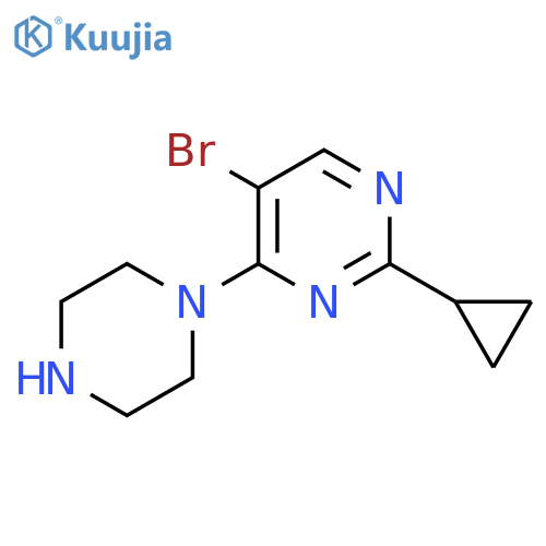5-bromo-2-cyclopropyl-4-(piperazin-1-yl)pyrimidine structure