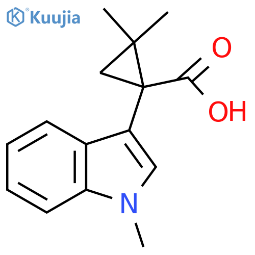 2,2-dimethyl-1-(1-methyl-1H-indol-3-yl)cyclopropane-1-carboxylic acid structure