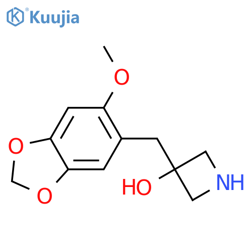 3-(6-methoxy-1,3-dioxaindan-5-yl)methylazetidin-3-ol structure