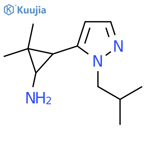 2,2-dimethyl-3-1-(2-methylpropyl)-1H-pyrazol-5-ylcyclopropan-1-amine structure
