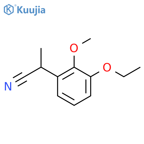 2-(3-ethoxy-2-methoxyphenyl)propanenitrile structure