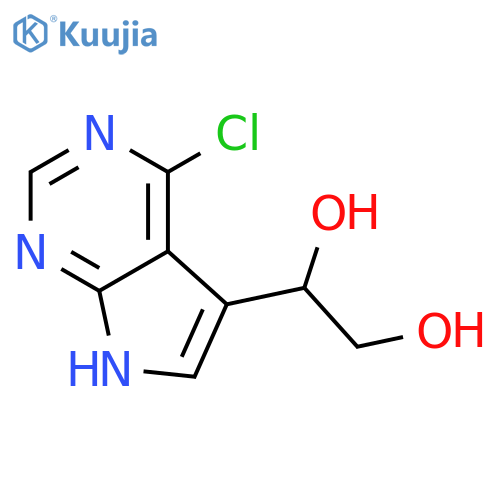 1-{4-chloro-7H-pyrrolo2,3-dpyrimidin-5-yl}ethane-1,2-diol structure