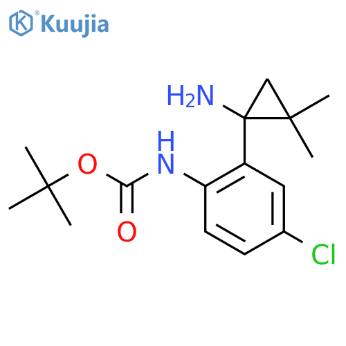 tert-butyl N-[2-(1-amino-2,2-dimethylcyclopropyl)-4-chlorophenyl]carbamate structure