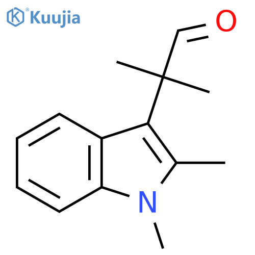 2-(1,2-dimethyl-1H-indol-3-yl)-2-methylpropanal structure