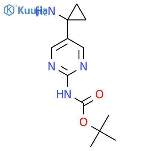 tert-butyl N-5-(1-aminocyclopropyl)pyrimidin-2-ylcarbamate structure
