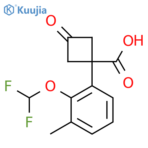 1-2-(difluoromethoxy)-3-methylphenyl-3-oxocyclobutane-1-carboxylic acid structure