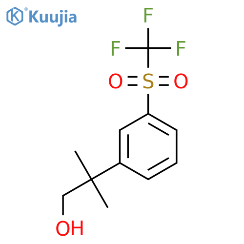 2-methyl-2-(3-trifluoromethanesulfonylphenyl)propan-1-ol structure