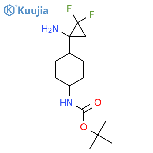 tert-butyl N-4-(1-amino-2,2-difluorocyclopropyl)cyclohexylcarbamate structure
