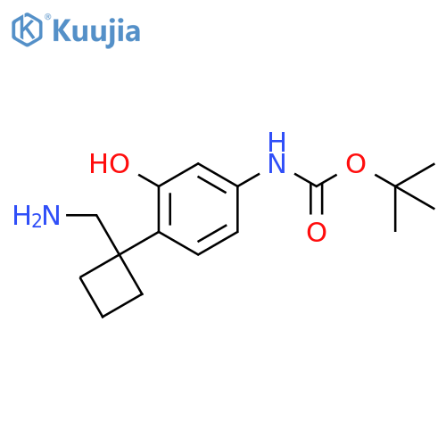 tert-butyl N-{4-1-(aminomethyl)cyclobutyl-3-hydroxyphenyl}carbamate structure