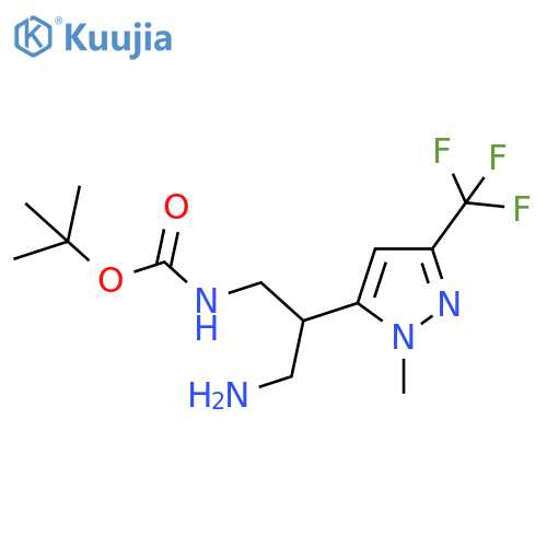 tert-butyl N-{3-amino-2-1-methyl-3-(trifluoromethyl)-1H-pyrazol-5-ylpropyl}carbamate structure