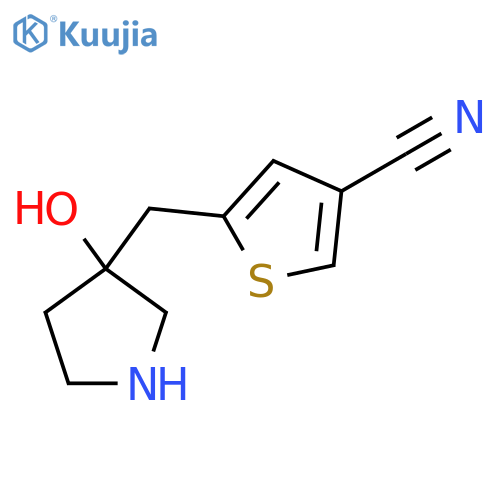 5-(3-hydroxypyrrolidin-3-yl)methylthiophene-3-carbonitrile structure