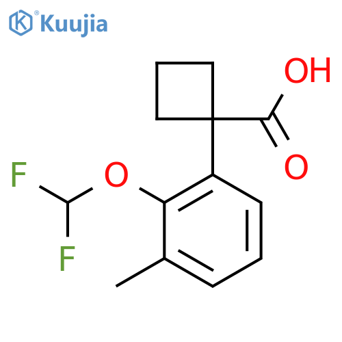1-2-(difluoromethoxy)-3-methylphenylcyclobutane-1-carboxylic acid structure