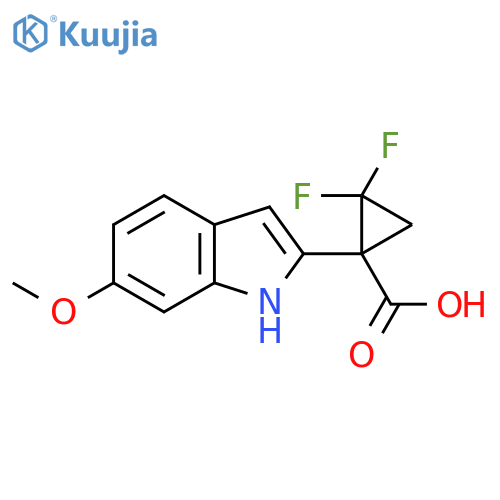 2,2-difluoro-1-(6-methoxy-1H-indol-2-yl)cyclopropane-1-carboxylic acid structure