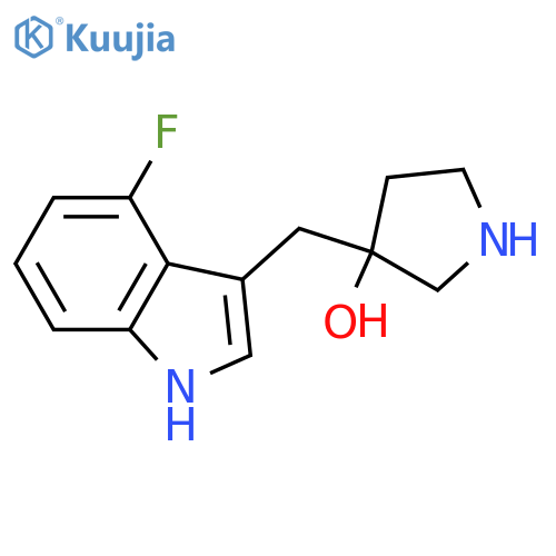 3-(4-fluoro-1H-indol-3-yl)methylpyrrolidin-3-ol structure