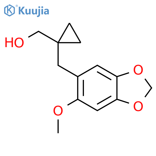 {1-(6-methoxy-1,3-dioxaindan-5-yl)methylcyclopropyl}methanol structure