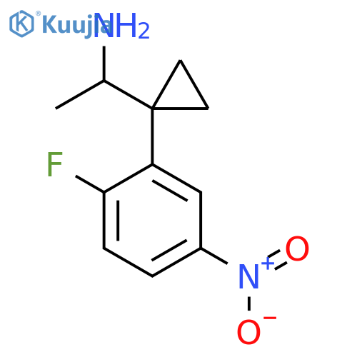 1-1-(2-fluoro-5-nitrophenyl)cyclopropylethan-1-amine structure