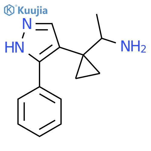 1-1-(3-phenyl-1H-pyrazol-4-yl)cyclopropylethan-1-amine structure