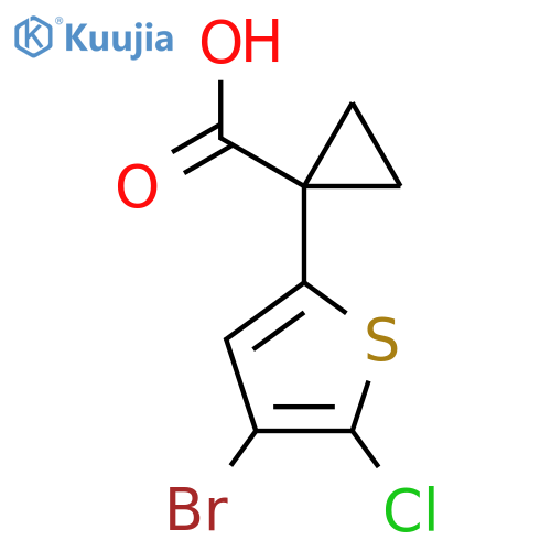 1-(4-bromo-5-chlorothiophen-2-yl)cyclopropane-1-carboxylic acid structure