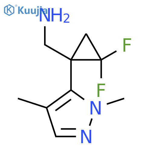 1-(1,4-dimethyl-1H-pyrazol-5-yl)-2,2-difluorocyclopropylmethanamine structure