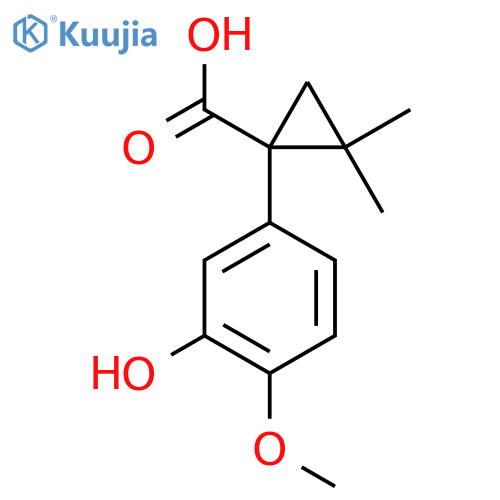 1-(3-hydroxy-4-methoxyphenyl)-2,2-dimethylcyclopropane-1-carboxylic acid structure