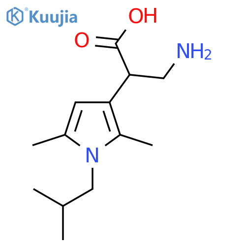 3-amino-2-2,5-dimethyl-1-(2-methylpropyl)-1H-pyrrol-3-ylpropanoic acid structure